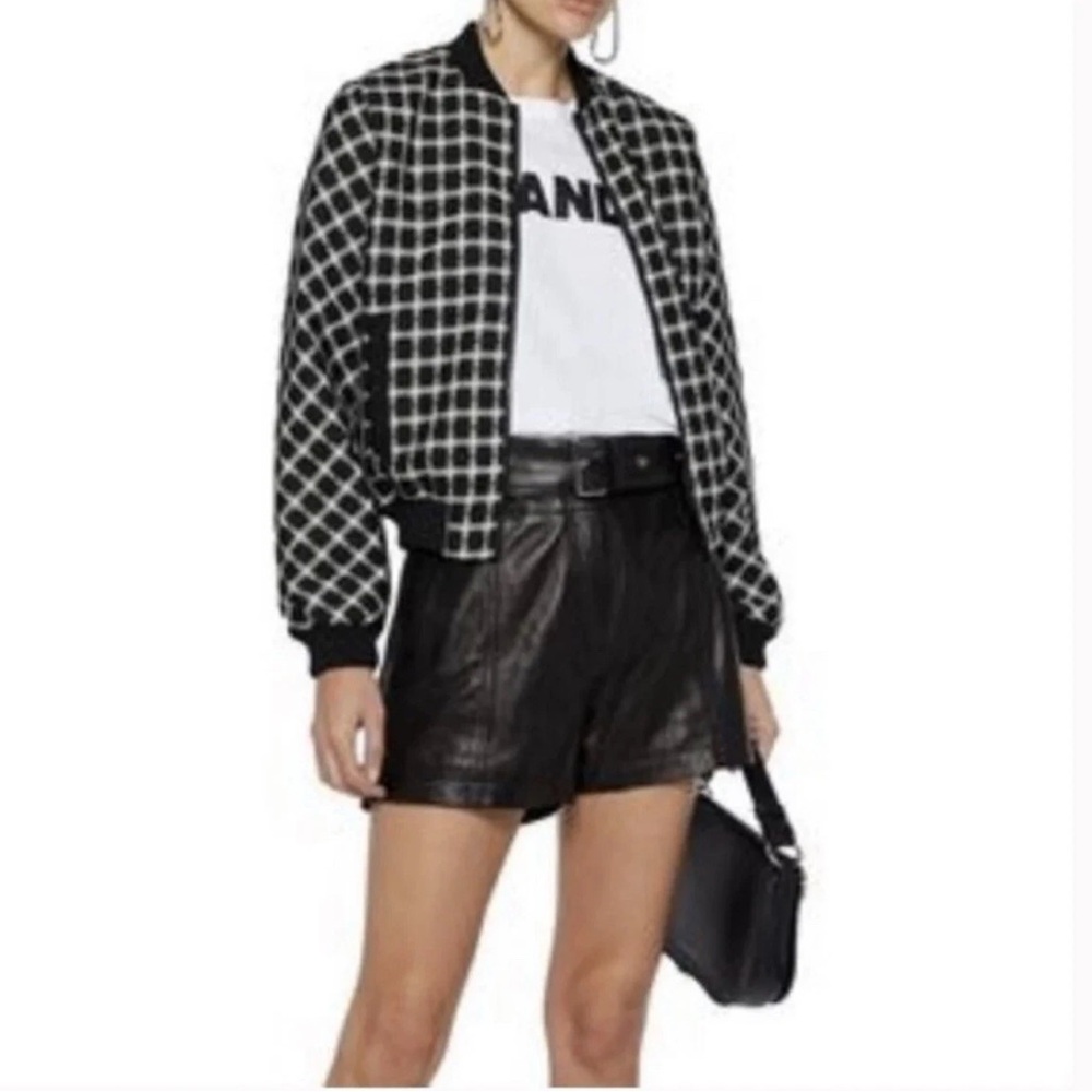 Maje Barc Checked Jacquard Bomber Jacket NWT